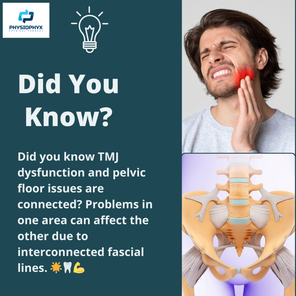 **TMJ and Pelvic Floor Link** Did you know TMJ dysfunction and pelvic floor issues are connected? Problems in one area can affect the other due to interconnected fascial lines. 🌟🦷💪